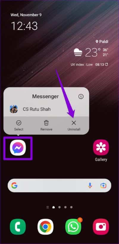 Uninstall-Messenger-on-Android-500x1024-1 أفضل 7 طرق لإصلاح عدم عمل كاميرا Facebook Messenger على Android و iPhone