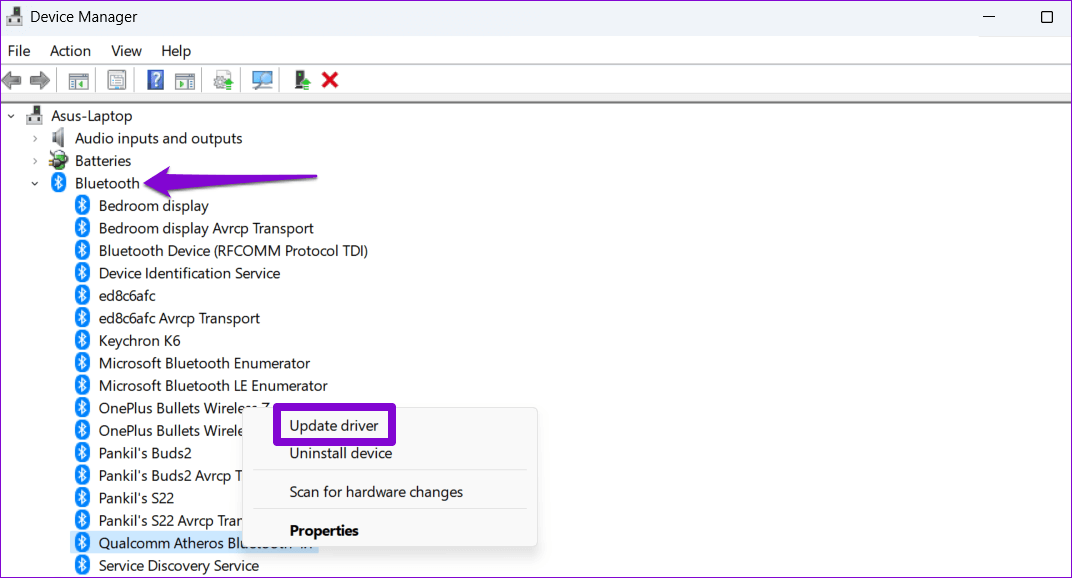 Update-Bluetooth-Driver أفضل 6 طرق لإصلاح جهاز Bluetooth مقترن ولكن غير متصل بنظام Windows 11
