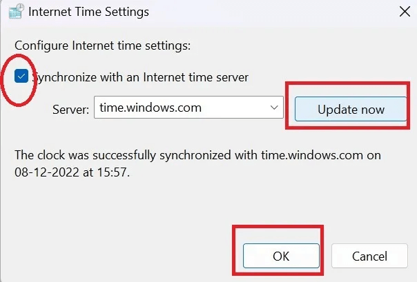 Update-Internet-Time-Settings-2.jpg كيفية إصلاح مشكلة فشل مزامنة الوقت في Windows