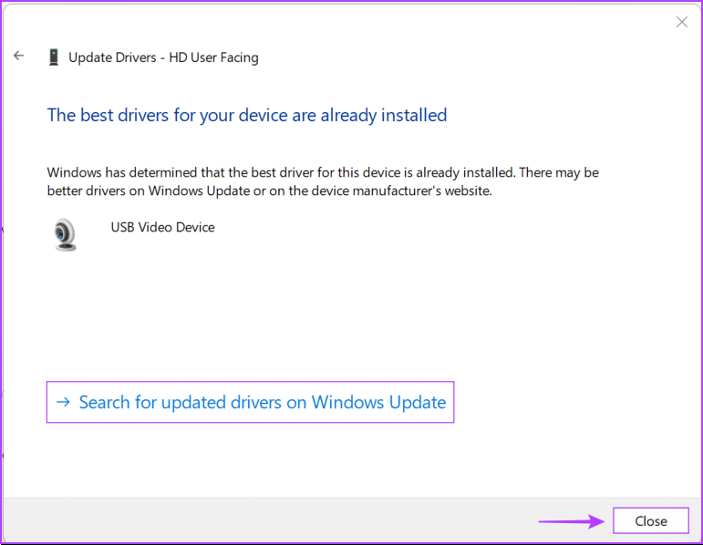 Update_HD_User_Facing أفضل 7 طرق لإصلاح عدم عمل الكاميرا في Google Chrome على Windows 11