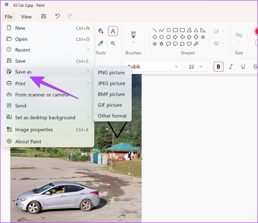 Windows-Paint-Save-Arrow-and-Text 4 طرق لإضافة أسهم أو نص إلى الصور على Windows