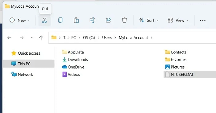 Windows11-User-Profile-NTUserDat-Cut.jpg كيفية إصلاح خطأ "فشل خدمة ملف تعريف المستخدم في تسجيل الدخول" على Windows