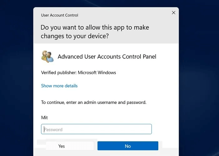 Windows11-User-Profile-UAC.jpg كيفية إصلاح خطأ "فشل خدمة ملف تعريف المستخدم في تسجيل الدخول" على Windows