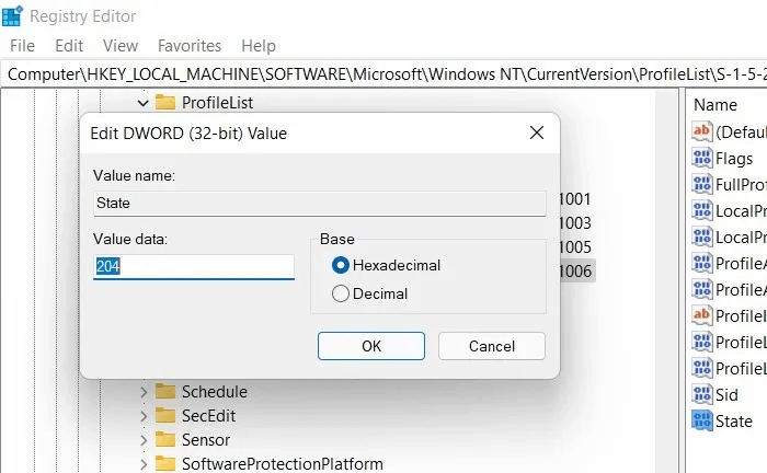 Windows11-User-Profile-WindowsNT-ValueData0.jpg كيفية إصلاح خطأ "فشل خدمة ملف تعريف المستخدم في تسجيل الدخول" على Windows