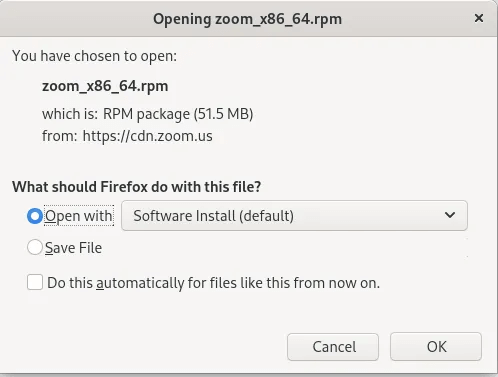 Zoom-Fedora-Open-With-Software-Manager-e1637630662168.png كيفية تثبيت Zoom على Linux