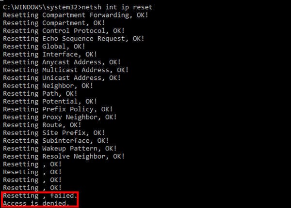 access_denied_error كيفية إعادة تعيين TCP / IP في أنظمة التشغيل Windows و Linux و macOS