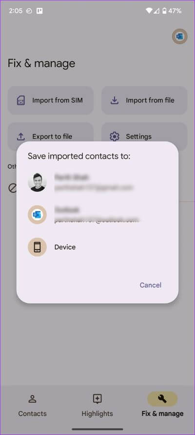 add-Outlook-contacts-on-Android-8 أفضل 3 طرق لإضافة جهات اتصال Outlook على Android