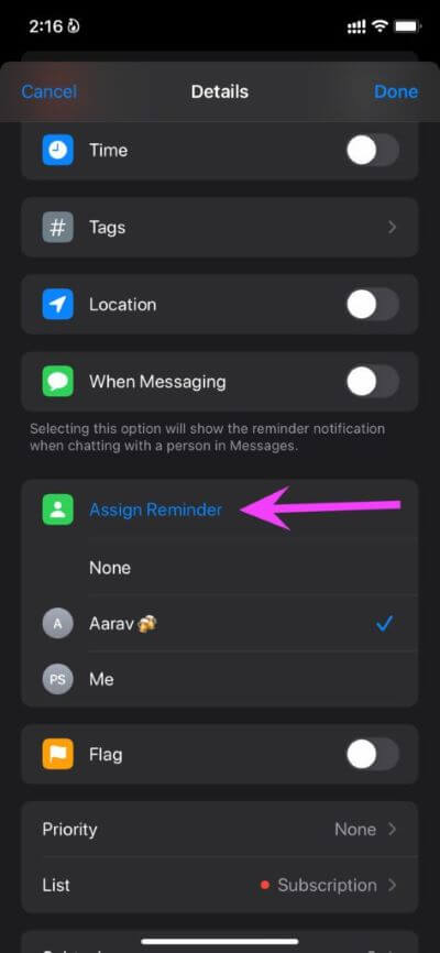 assign-reminder-473x1024-1 كيفية التعاون في Apple Reminders على iPhone و iPad