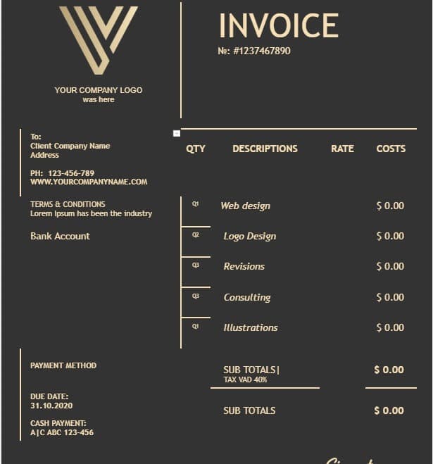 best-invoice-templates-for-google-docs-black أفضل 10 قوالب فاتورة لـ Google Docs