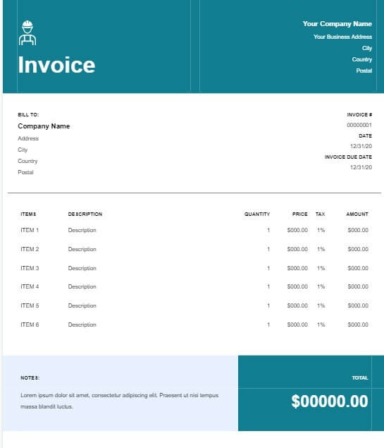best-invoice-templates-for-google-docs-contractor أفضل 10 قوالب فاتورة لـ Google Docs