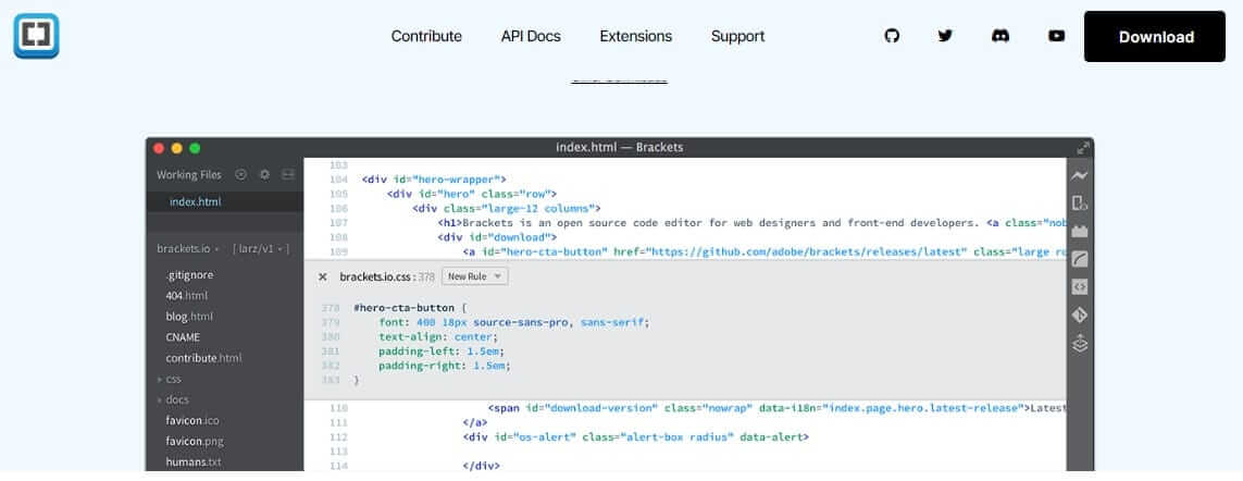 brackets أفضل 30 Code Editor "محرر كود" لـ Windows