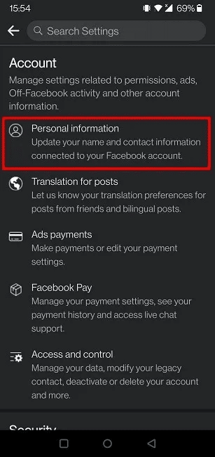 change-facebook-primary-email-mobile-personal-info.jpg كيفية تغيير عنوان البريد الإلكتروني على Facebook