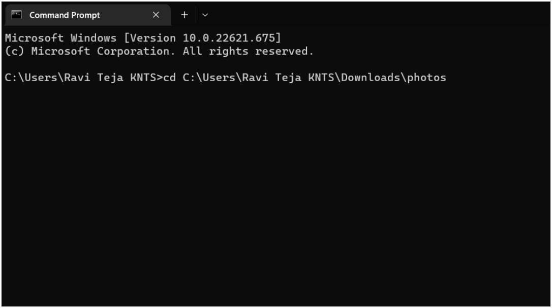 changing-directory-on-Windows-command-prompt 4 طرق لإعادة تسمية ملفات متعددة مرة واحدة على Windows 10 و 11