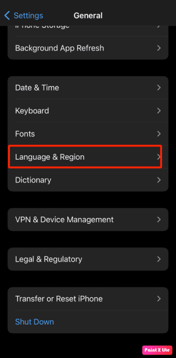 choose-language-and-region-option-e1671282811956 كيفية إصلاح اختفاء جميع أسماء جهات الاتصال على iPhone