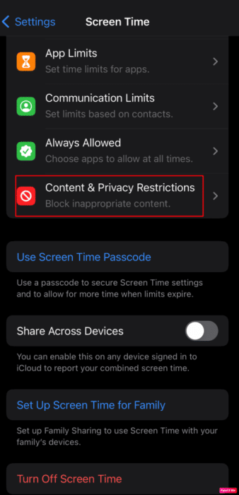 choose-the-content-and-privacy-restrictions-2-495x1024-1-e1671710203747 كيفية إصلاح مشاركة موقعي على iPhone باللون الرمادي