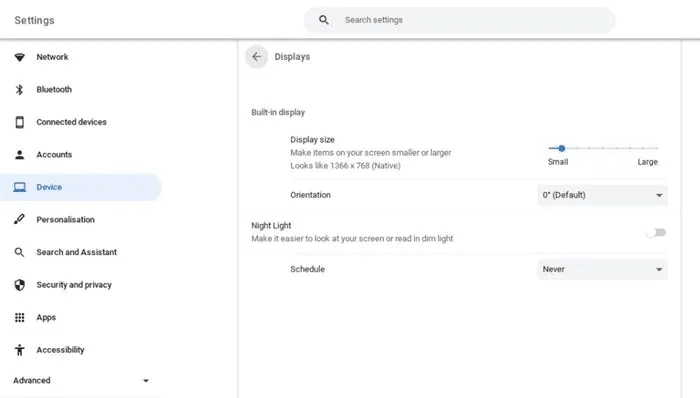 chromebook-display-settings.jpg كيفية توصيل جهاز Chromebook بجهاز تلفزيون