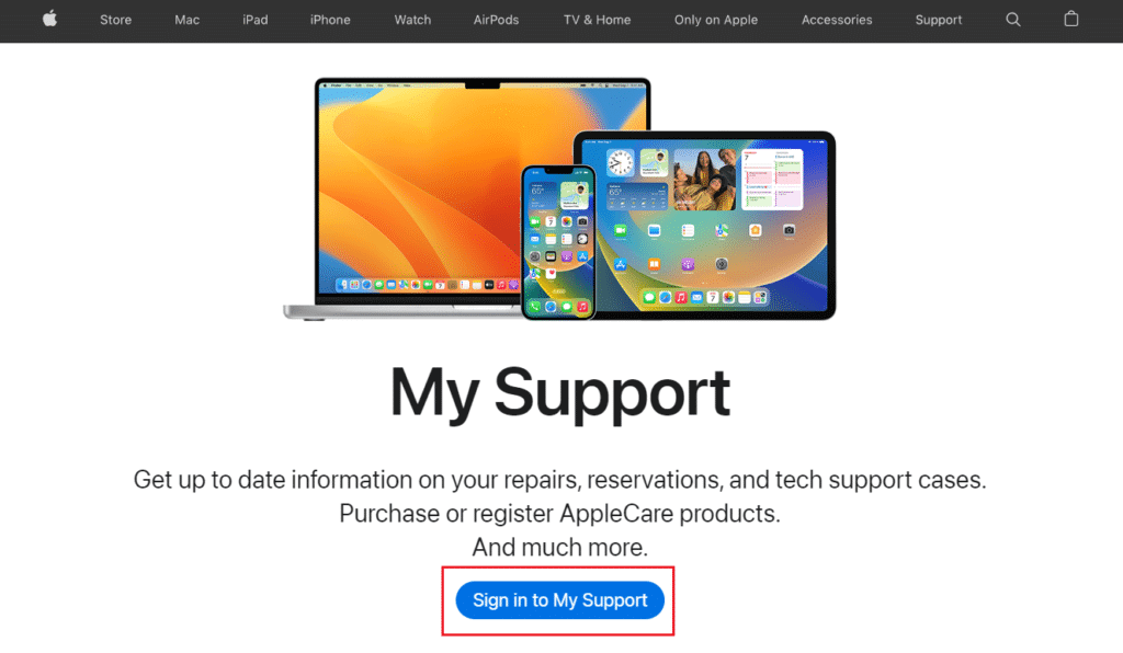 click-on-Sign-in-to-My-Support-and-Sign-in-with-your-Apple-ID-and-password-1024x596-1 كيفية التحقق من عمر جهاز iPhone