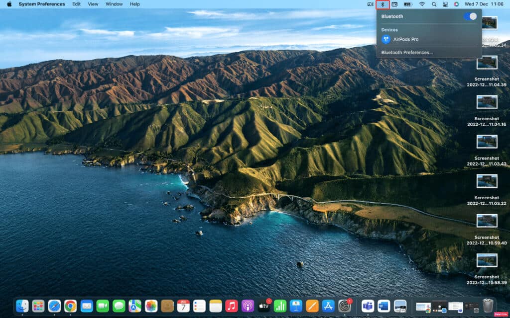 click-on-bluetooth-icon-1024x640-1 كيفية إصلاح AirPods متصل بجهاز Mac ولكن لا يوجد صوت