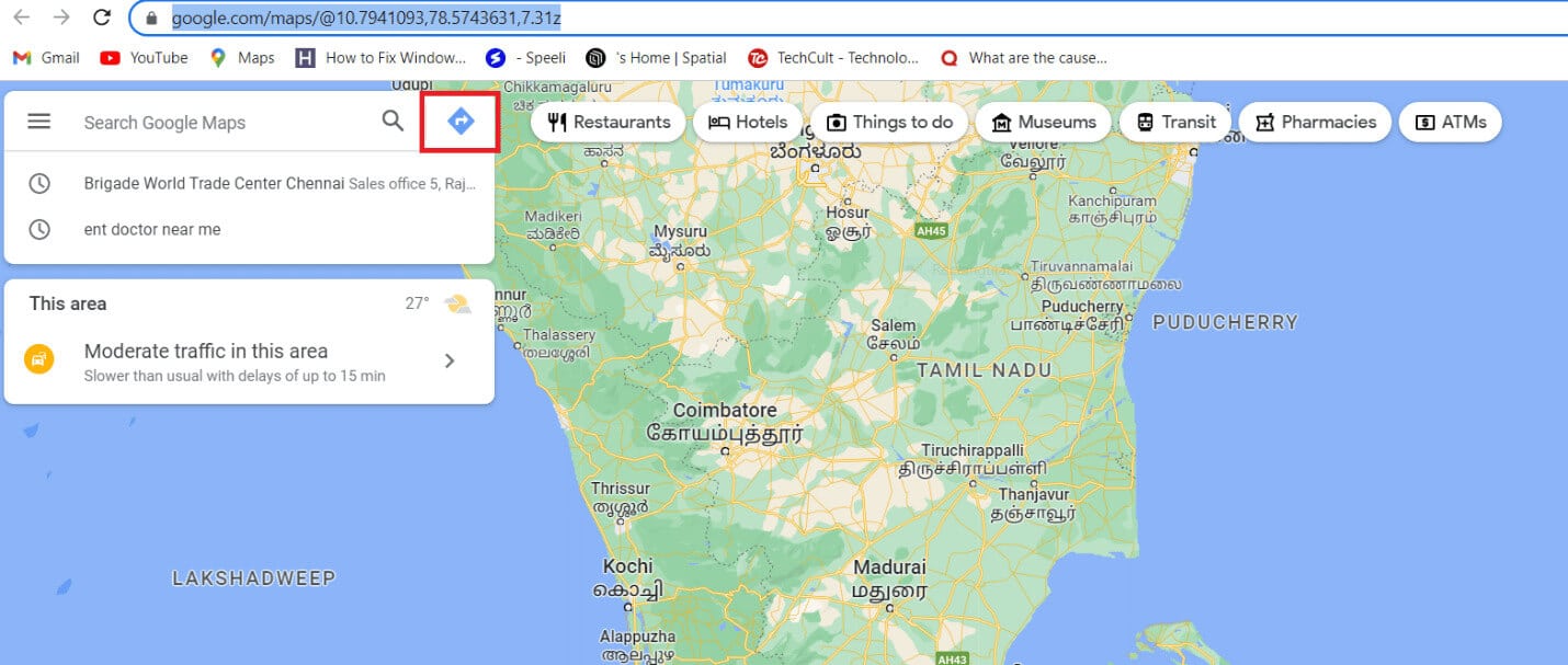 click-on-direction-icon- كيفية الحصول على أسرع طريق من Google Maps مع وجهات متعددة
