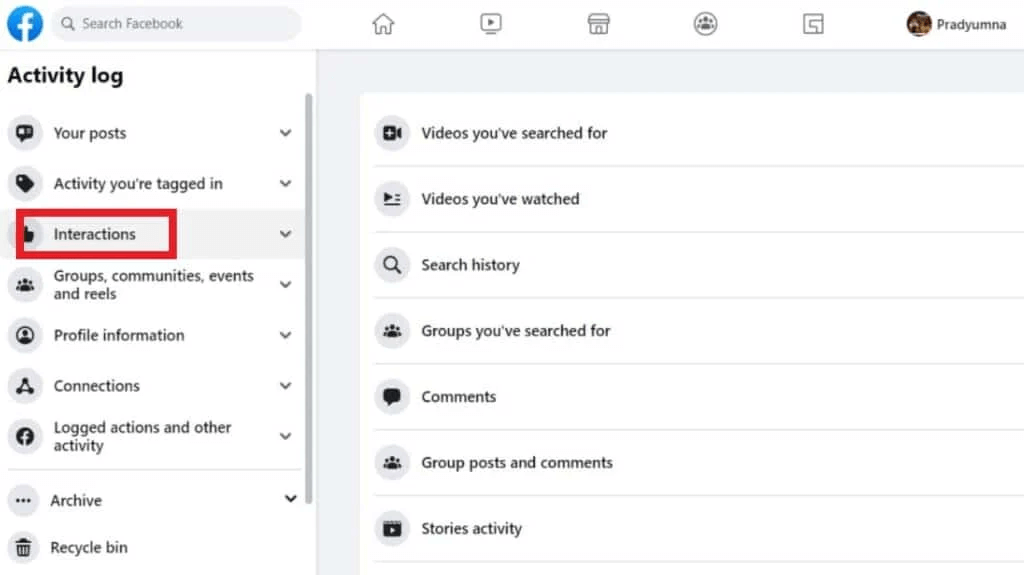 click-on-interactions-1024x575-1 كيفية مشاهدة المنشورات التي أعجبتك على تطبيق Facebook