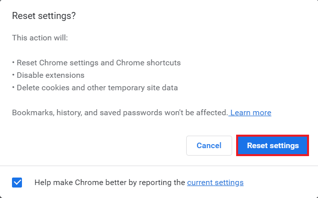 click-on-reset-settings-1 إصلاح الخطأ Err Proxy Connection Failed على Chrome