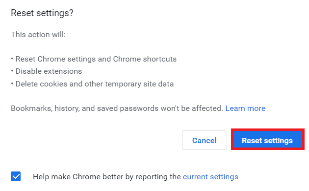 click-on-reset-settings كيفية إصلاح مشكل تعذر الطباعة في Chrome