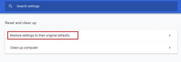 click-on-restore-settings-to-their-original-defaul كيفية إصلاح مشكل تعذر الطباعة في Chrome