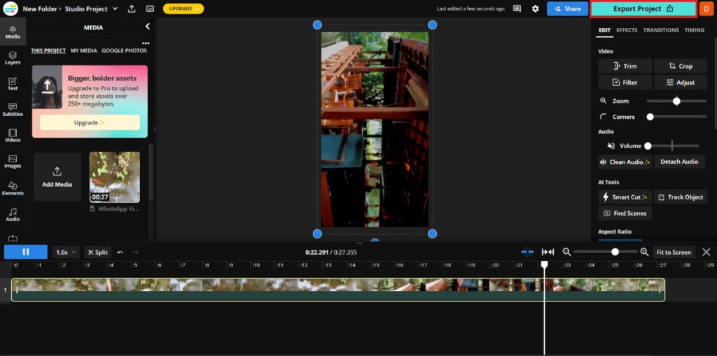click-on-the-export-project-option-1024x509-1 كيفة الحصول وضع ملء الشاشة في مقاطع فيديو Instagram