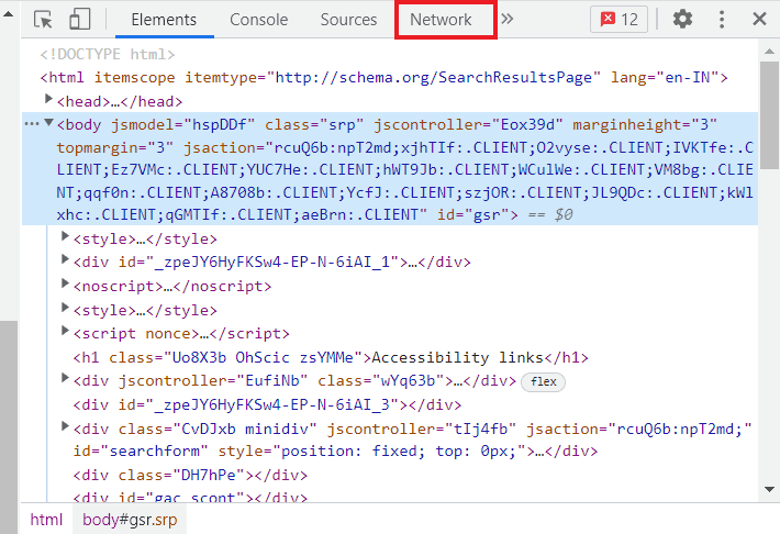 click-on-the-network-tab-e1671168076812 كيفية تعطيل ذاكرة التخزين المؤقت في أدوات مطوري Chrome