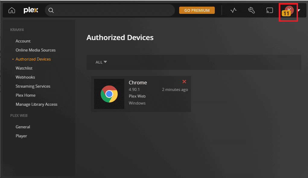 click-on-the-profile-icon إصلاح خطأ Plex عند محاولة تشغيل الفيديو