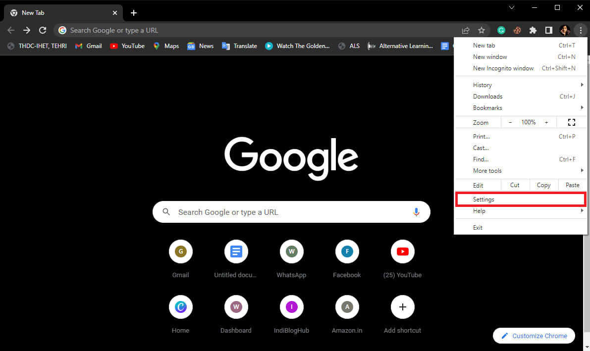 click-on-the-settings-3 إصلاح خطأ فشل فحص الفيروسات في Google Chrome