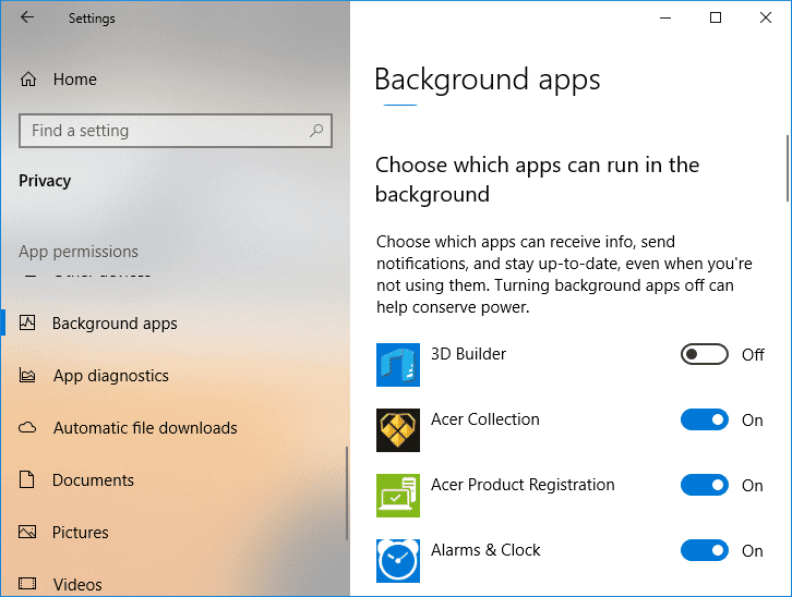 close-background-apps كيفية إصلاح استهلاك خدمة system interrupts لوحدة معالجة مركزية CPU بنسبة 100% في Windows 10