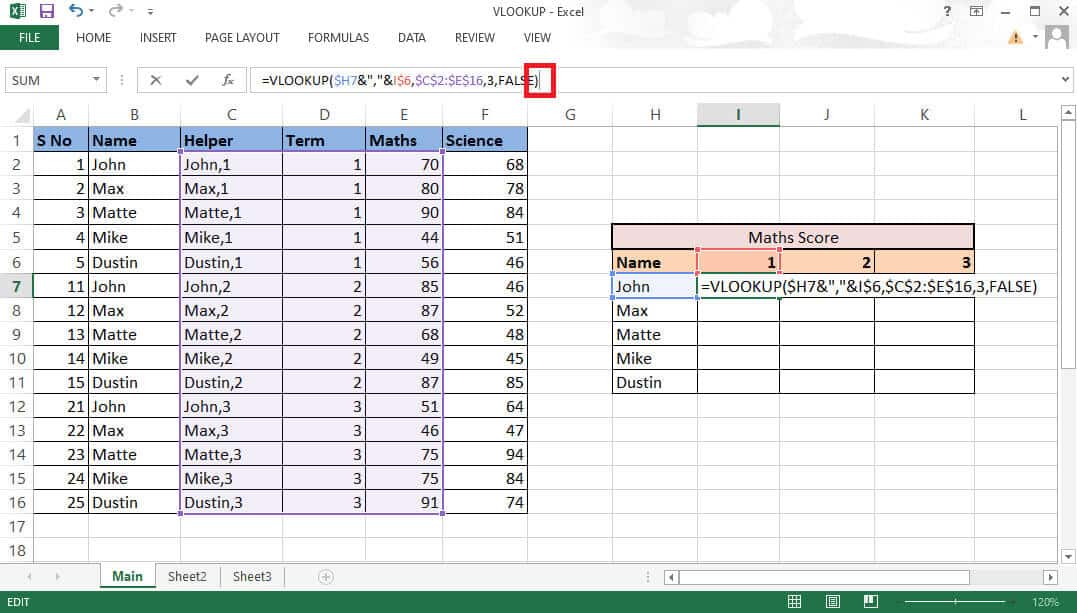 close-the-bracket-as-we-have-completed-the-formula كيفية استخدام VLOOKUP بمعايير متعددة