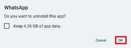 confirm-uninstallation إصلاح تنسيق ملف WhatsApp غير مدعوم على Android