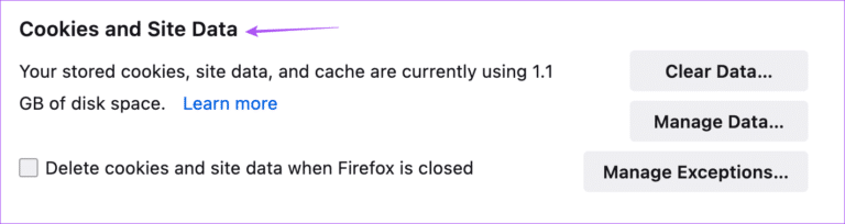 cookies-and-site-data-firefox-768x204-2 كيفية مسح ذاكرة التخزين المؤقت وملفات تعريف الارتباط في Firefox على الويب و iPhone و Android