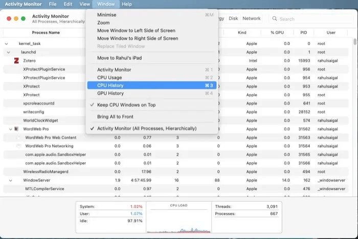cpu-history-Activity-Monitor.jpg كيفية إصلاح استخدام وحدة المعالجة المركزية العالي على جهاز Mac