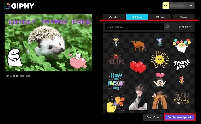 create-gif-giphy-website-add-stickers-customizations.jpg كيف تصنع صورة GIF بدون تثبيت أي تطبيق