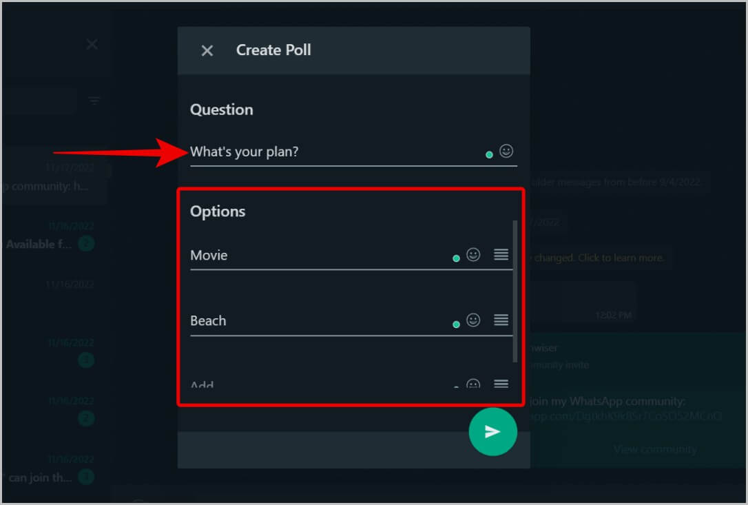 creating-a-poll-on-Whatsapp-Web كيفية إنشاء استطلاع على WhatsApp للجوال وسطح المكتب والويب