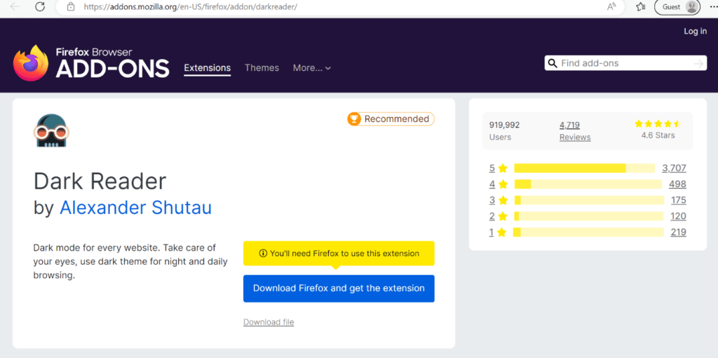 dark-reader-firefox-browser-add-on-1024x510-1 أفضل 26 إضافة لمتصفح Firefox للمطورين والمصممين