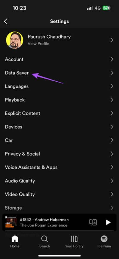 data-saver-spotify-app-iphone-473x1024-1 أفضل 8 إصلاحات لعدم تشغيل ملفات البودكاست على Spotify على iPhone