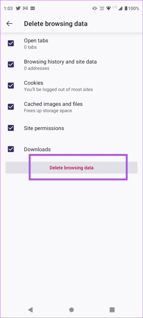 delete-cache-and-cookies-firefox-android-462x1024-1 كيفية مسح ذاكرة التخزين المؤقت وملفات تعريف الارتباط في Firefox على الويب و iPhone و Android