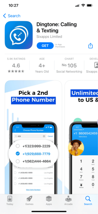 dingtone-app-store-1-473x1024-1-e1671714629754 22 من أفضل تطبيقات أرقام الهواتف المزيفة المجانية لـ iPhone