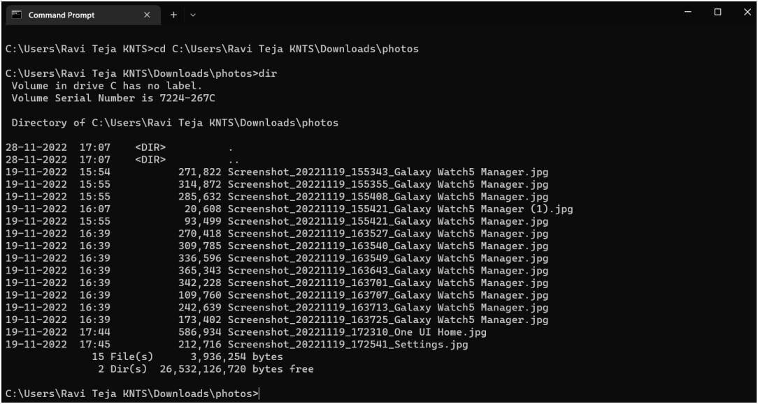 dir-command-on-command-prompt 4 طرق لإعادة تسمية ملفات متعددة مرة واحدة على Windows 10 و 11