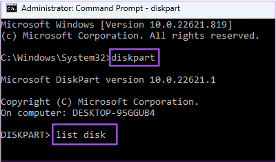 diskpart-list-disk-cmd-prompt-windows-11 أفضل 5 طرق لتهيئة وفورمات بطاقة SD على Windows 11