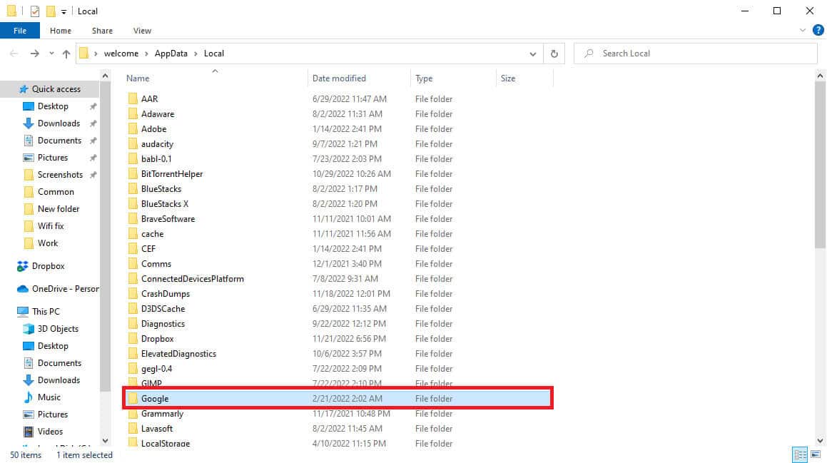 double-click-on-the-google-folder-to-open-it-1 إصلاح خطأ فشل فحص الفيروسات في Google Chrome