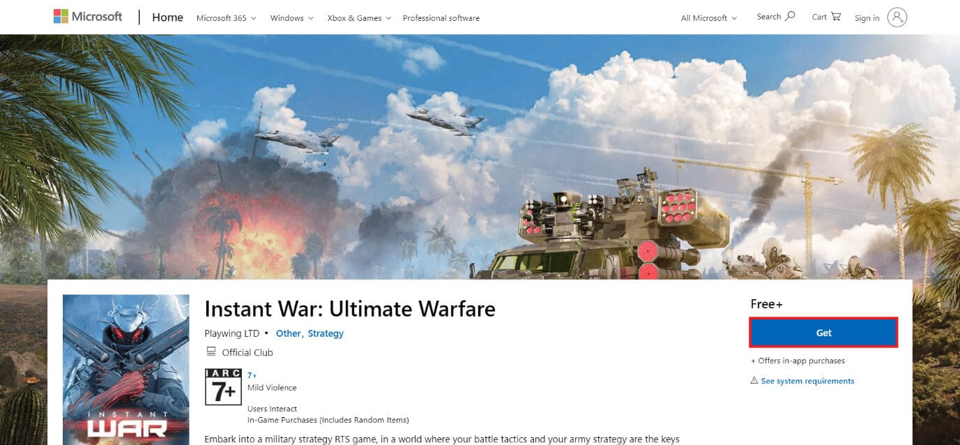 download-page-of-instant-war-ultimate-warfare أفضل 50 لعبة على Windows 10 للتنزيل المجاني