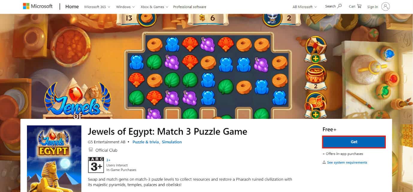 download-page-of-jewels-of-egypt-match-3-puzzle-g أفضل 50 لعبة على Windows 10 للتنزيل المجاني