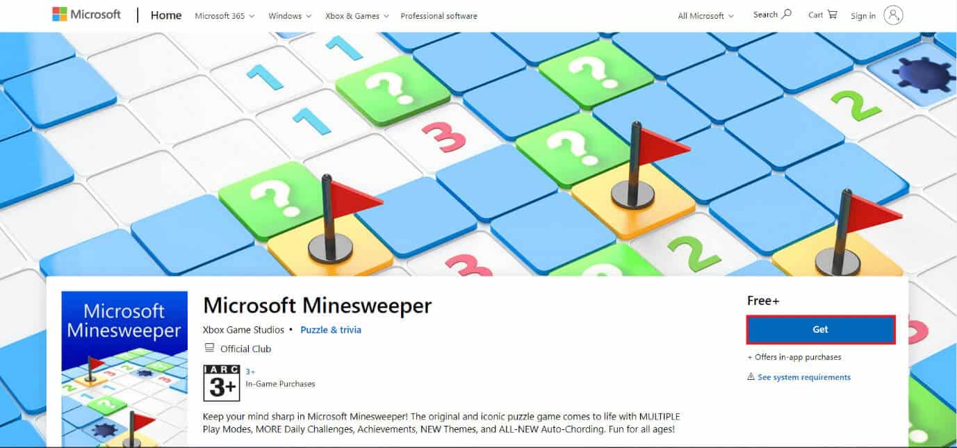 download-page-of-microsoft-minesweeper أفضل 50 لعبة على Windows 10 للتنزيل المجاني