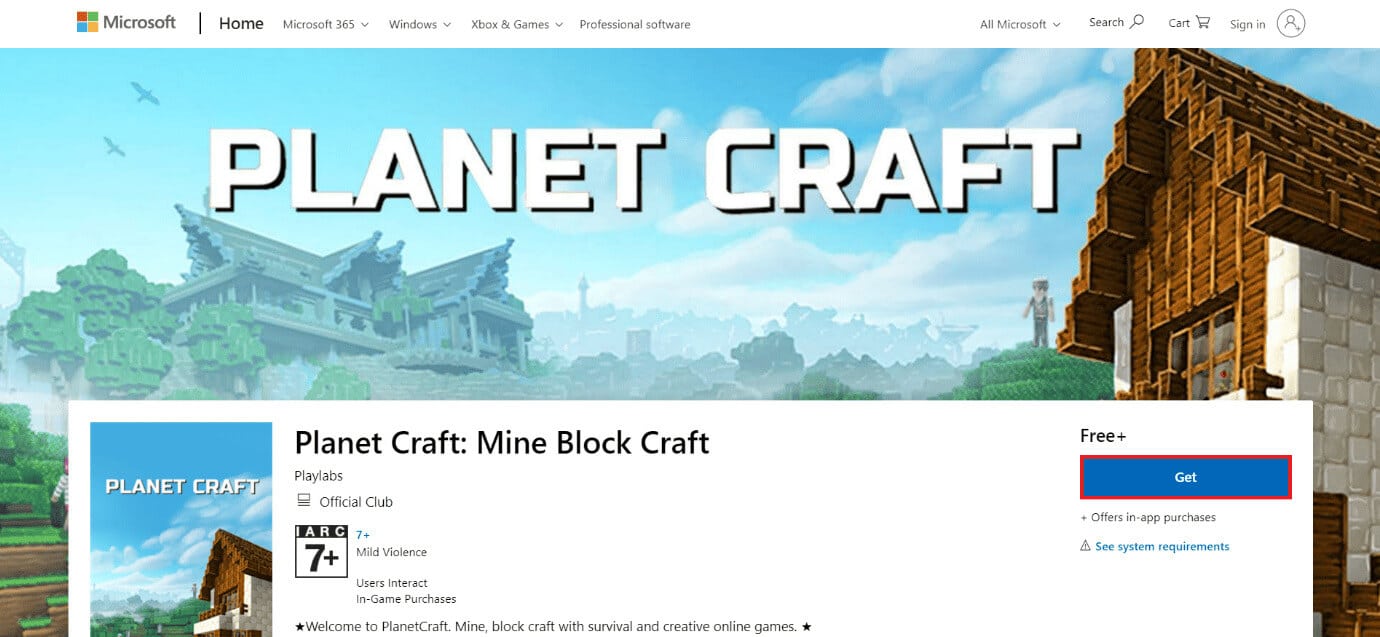 download-page-of-planet-craft-mine-block-craft أفضل 50 لعبة على Windows 10 للتنزيل المجاني