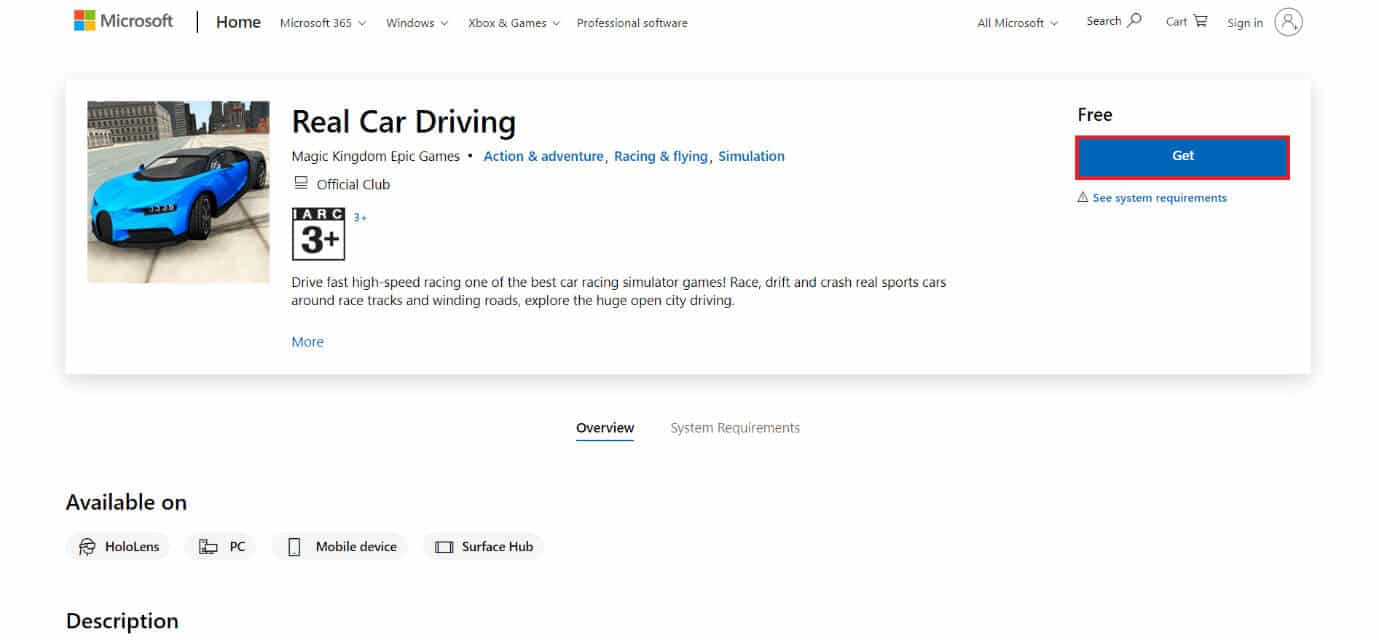 download-page-of-real-car-driving أفضل 50 لعبة على Windows 10 للتنزيل المجاني
